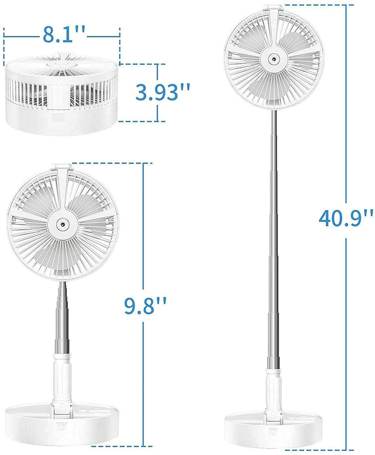 Austrige Rechargeable Mini Portable Desk Fan White without Remote Control / 7200mah Technically