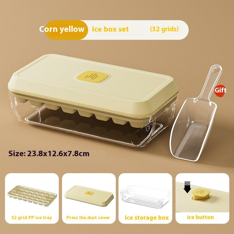 Austrige Silicone Ice Cube Tray - 32 Grid with Lid & Shovel Corn Yellow Large Size Accessories