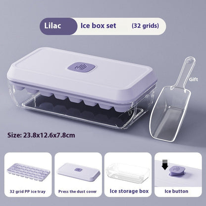 Austrige Silicone Ice Cube Tray - 32 Grid with Lid & Shovel Lilac Purple Large Accessories