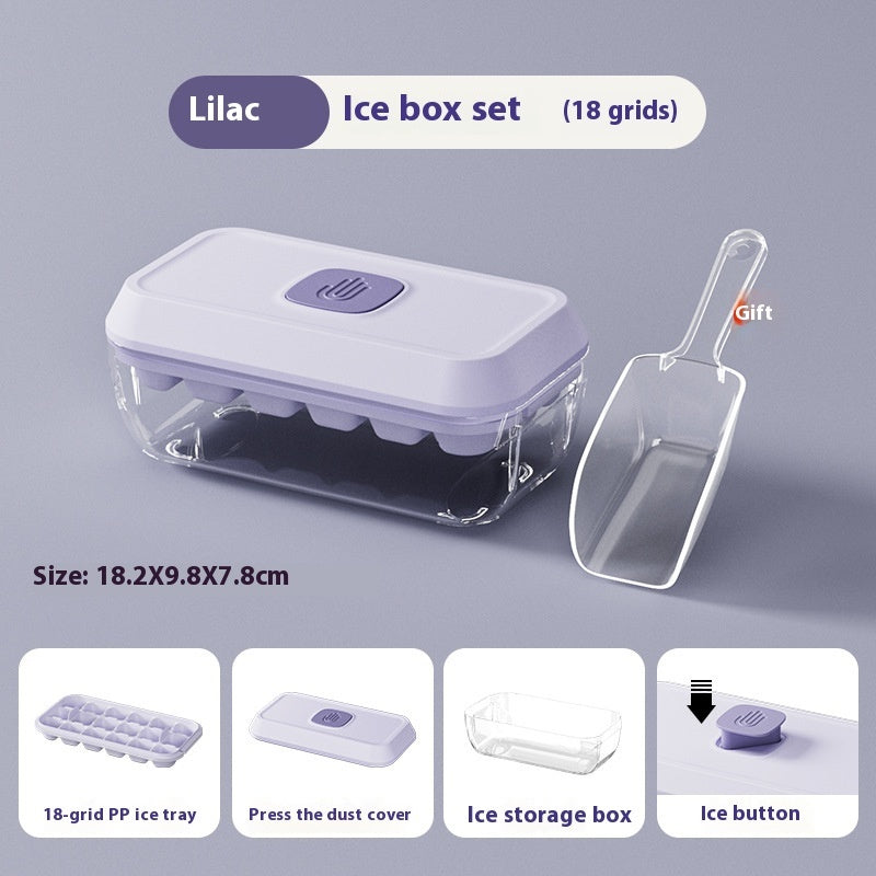 Austrige Silicone Ice Cube Tray - 32 Grid with Lid & Shovel Lilac Purple Small Size Accessories