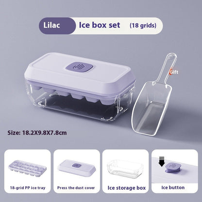 Austrige Silicone Ice Cube Tray - 32 Grid with Lid & Shovel Lilac Purple Small Size Accessories