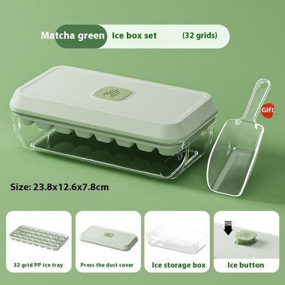 Austrige Silicone Ice Cube Tray - 32 Grid with Lid & Shovel Matcha Green Large Accessories