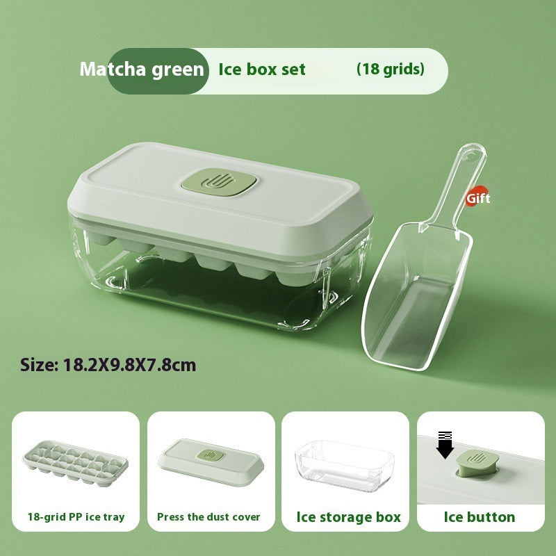 Austrige Silicone Ice Cube Tray - 32 Grid with Lid & Shovel Matcha Green Small Size Accessories