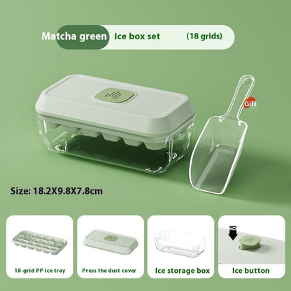 Austrige Silicone Ice Cube Tray - 32 Grid with Lid & Shovel Matcha Green Small Size Accessories