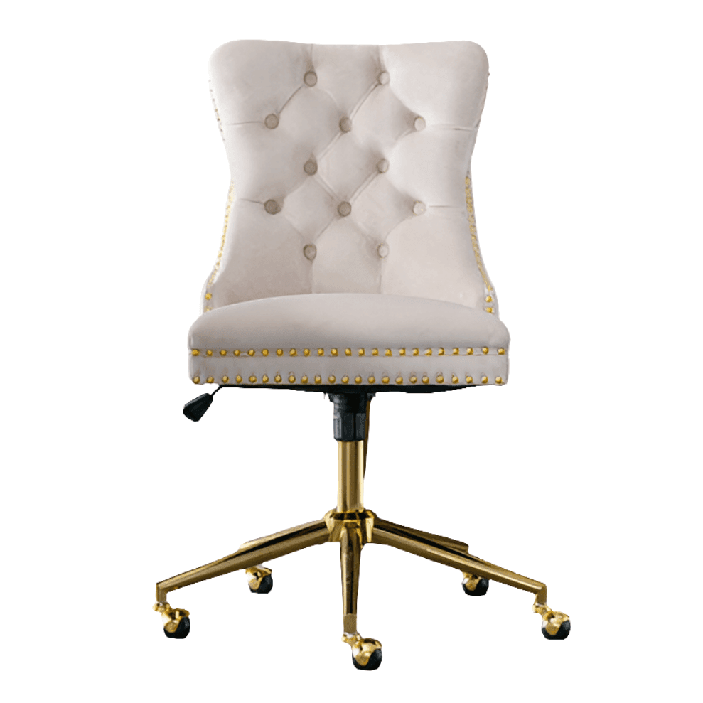 Velvet Fabric Tufted Button Home Office Chair, Adjustable Office Chair Swivel Office Chair - Austrige™