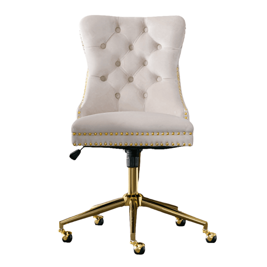 Velvet Fabric Tufted Button Home Office Chair, Adjustable Office Chair Swivel Office Chair - Austrige™