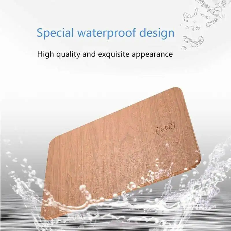 Austrige Wireless Charging Mouse Pad - Leather & Wood Desk Mat charger