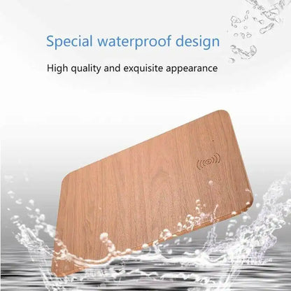 Austrige Wireless Charging Mouse Pad - Leather & Wood Desk Mat charger