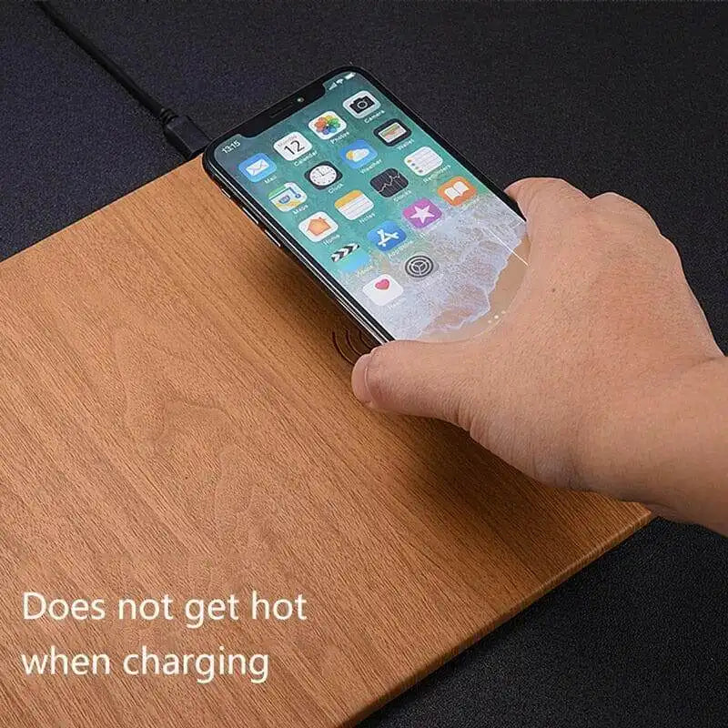 Austrige Wireless Charging Mouse Pad - Leather & Wood Desk Mat charger