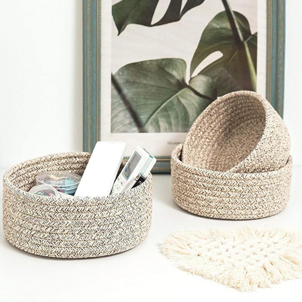 Austrige Woven Linen Desk Storage Basket Baskets