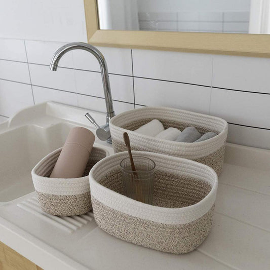 Austrige Woven Linen Desk Storage Basket Baskets