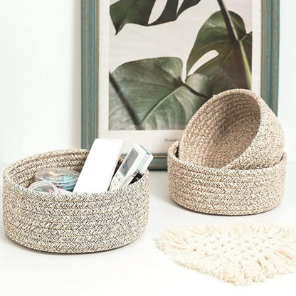 Panier de rangement en lin tissé pour bureau à domicile