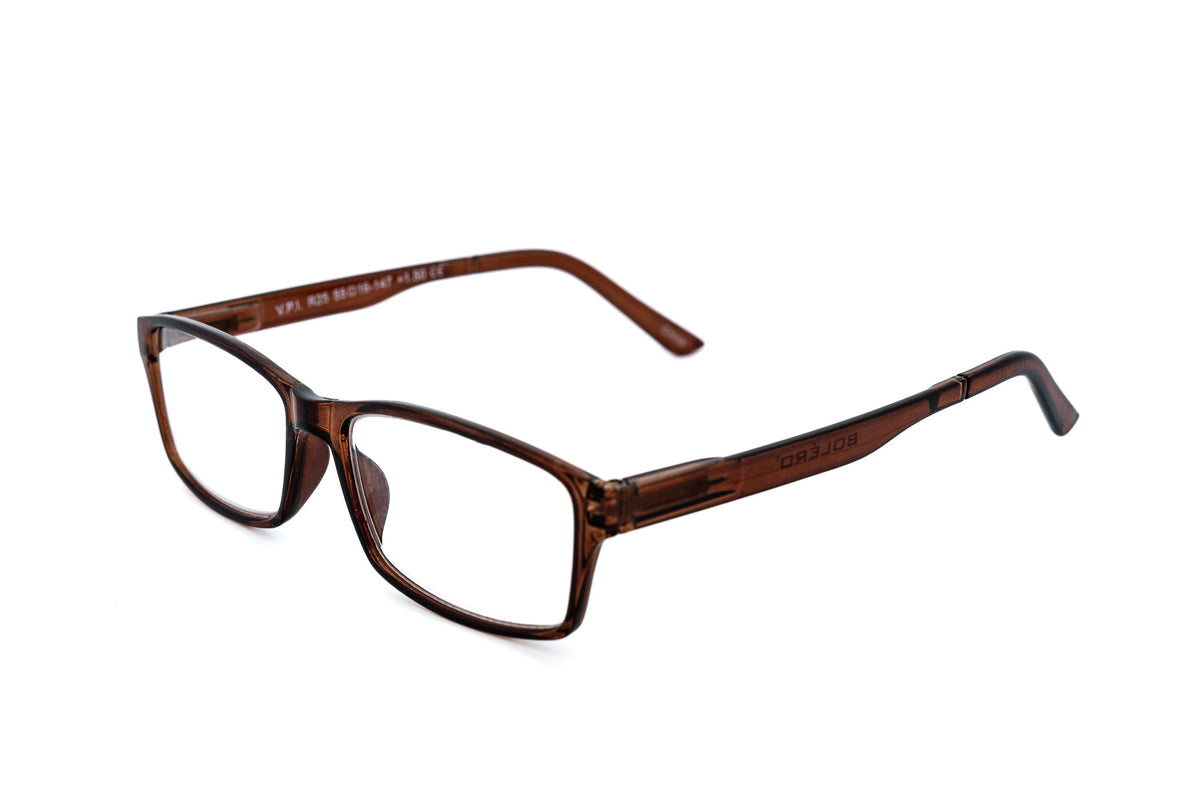 Corwin – Rectangular Reading Glasses | Bolero Eyewear 1 / Crystal Brown