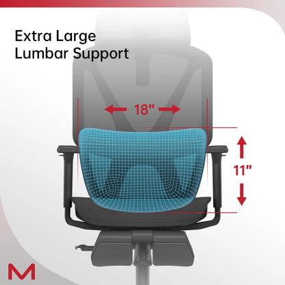 High-Back Ergonomic Office Chair | Adaptive Lumbar 3D Headrest Retractable Footrest Black Home Chairs