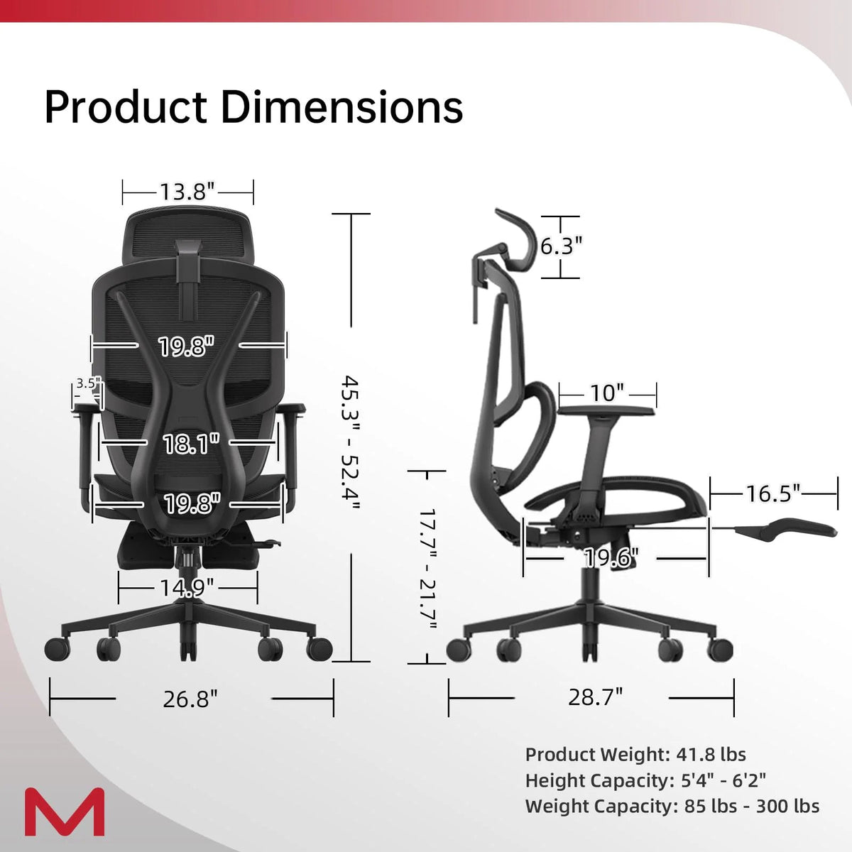 High-Back Ergonomic Office Chair | Adaptive Lumbar 3D Headrest Retractable Footrest Black Home Chairs