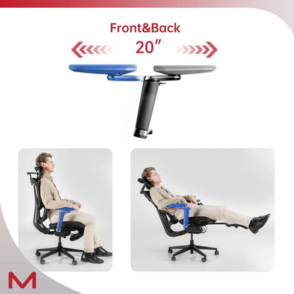 High-Back Ergonomic Office Chair | Adaptive Lumbar 3D Headrest Retractable Footrest Black Home Chairs