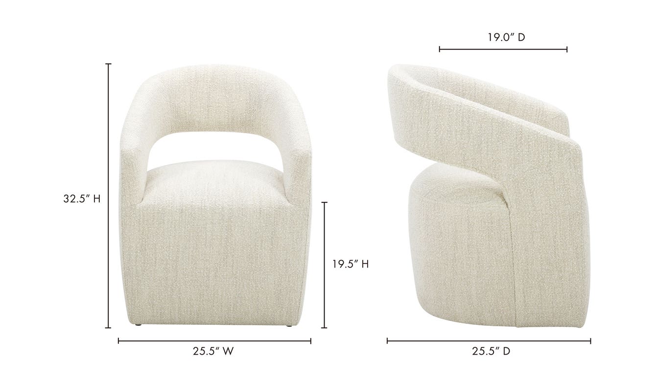 Barrow Rolling Dining Chair White Mist