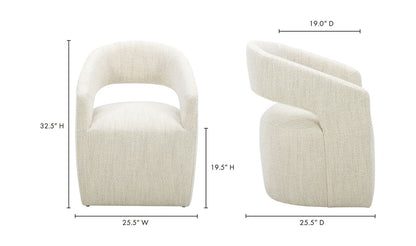 Barrow Rolling Dining Chair White Mist