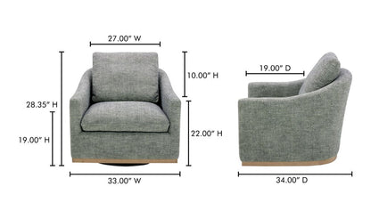 Linden Swivel Chair Slated Moss