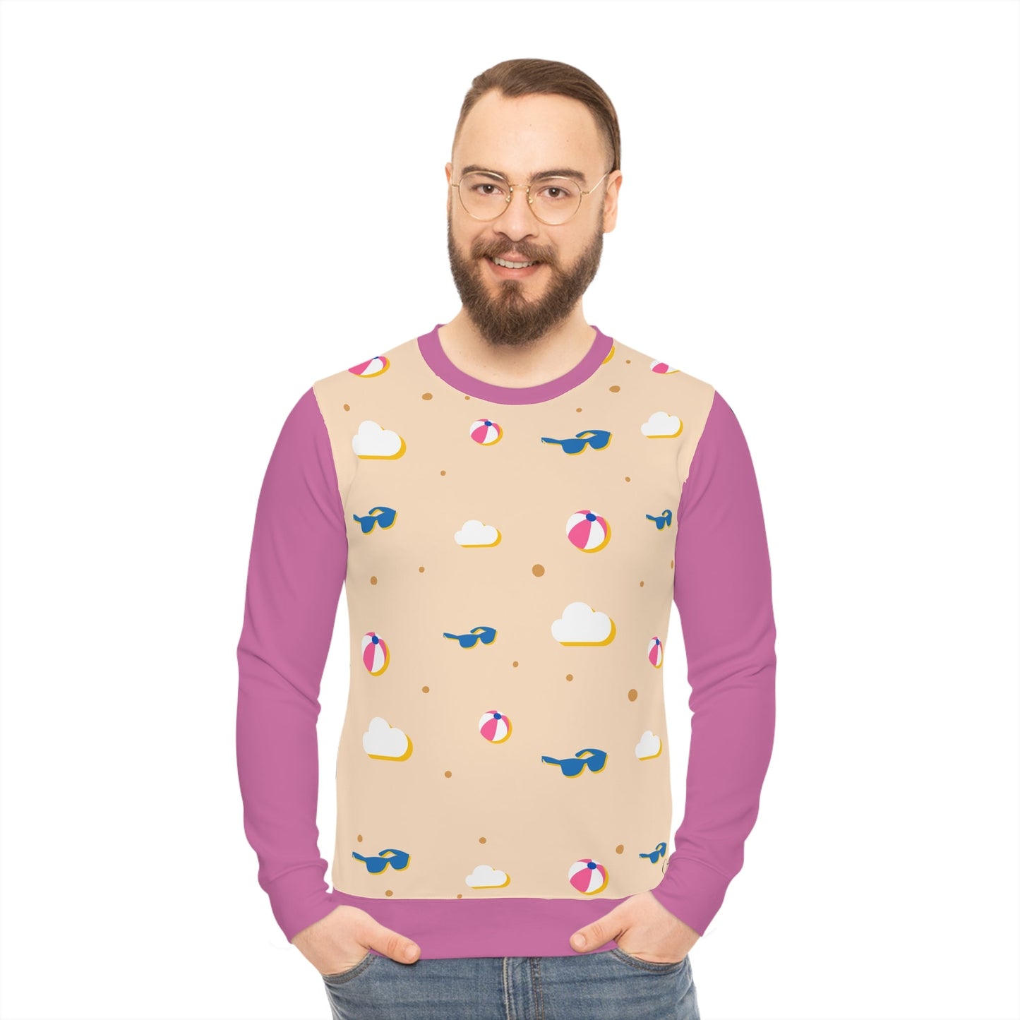 The Pink Funny Pattern | Austrige | Lightweight Sweatshirt that is considered a All Over Prints