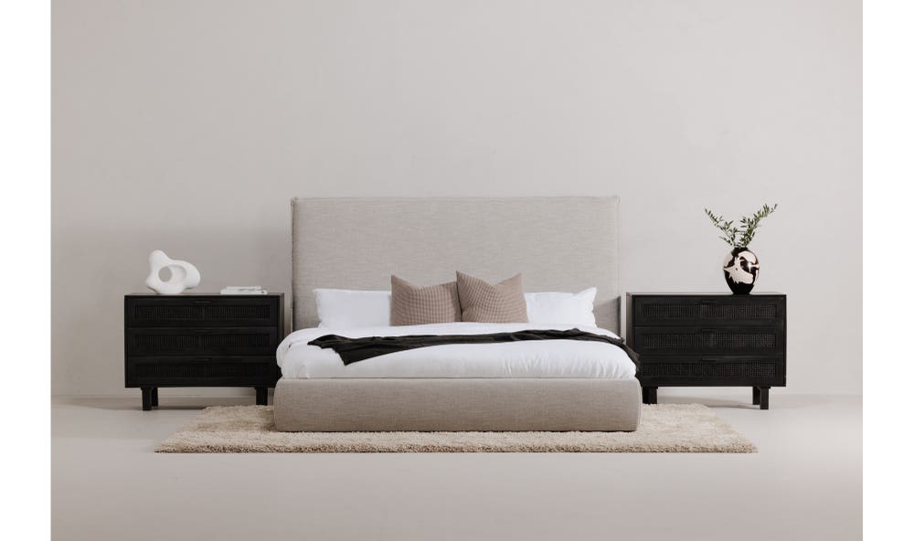 Luzon Queen Bed Tall Light Grey