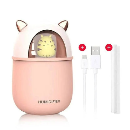 Ultrasonic Desk Humidifier with LED Light USB Powered A108 Pink Diffuser