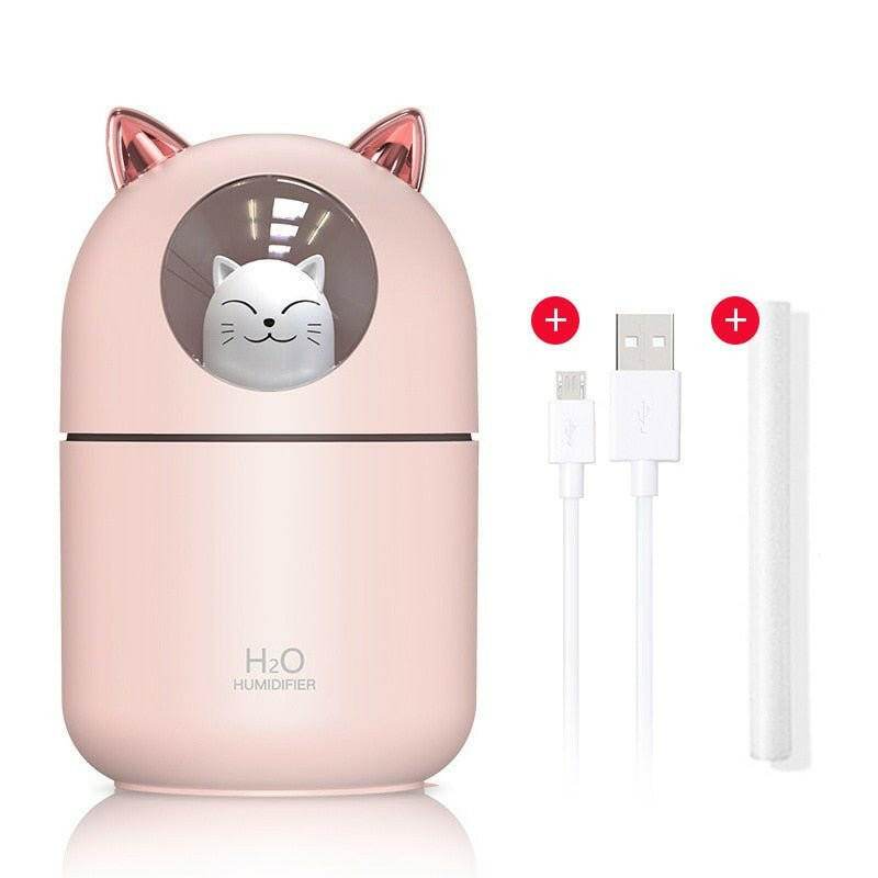 Ultrasonic Desk Humidifier with LED Light USB Powered A205 Pink Diffuser