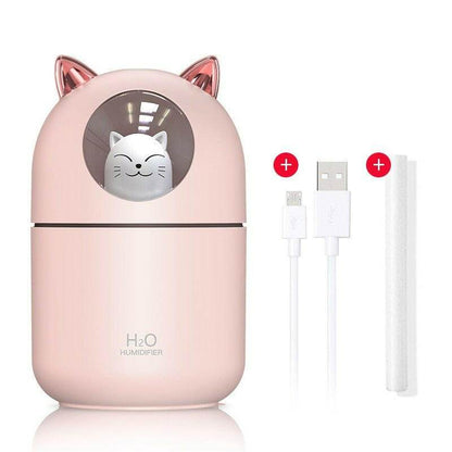 Ultrasonic Desk Humidifier with LED Light USB Powered A205 Pink Diffuser
