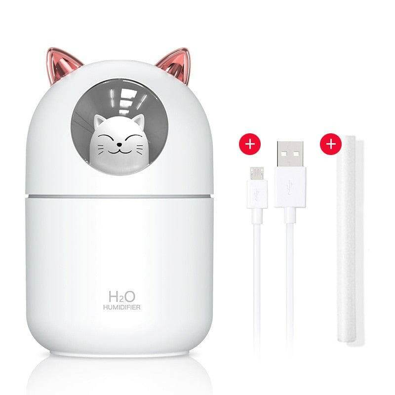 Ultrasonic Desk Humidifier with LED Light USB Powered A205 White Diffuser
