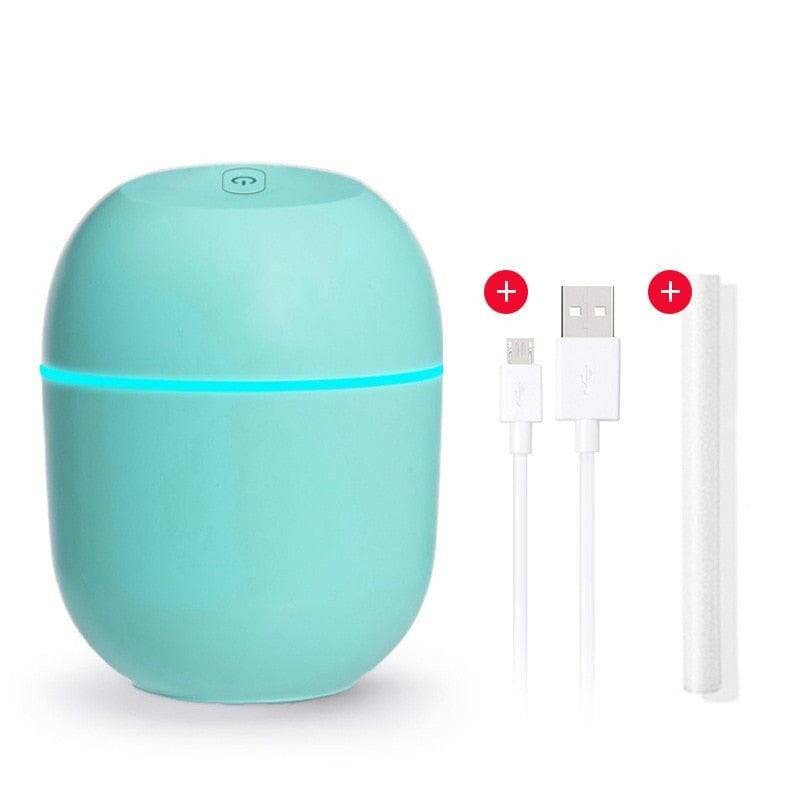 Ultrasonic Desk Humidifier with LED Light USB Powered Egg Green Diffuser