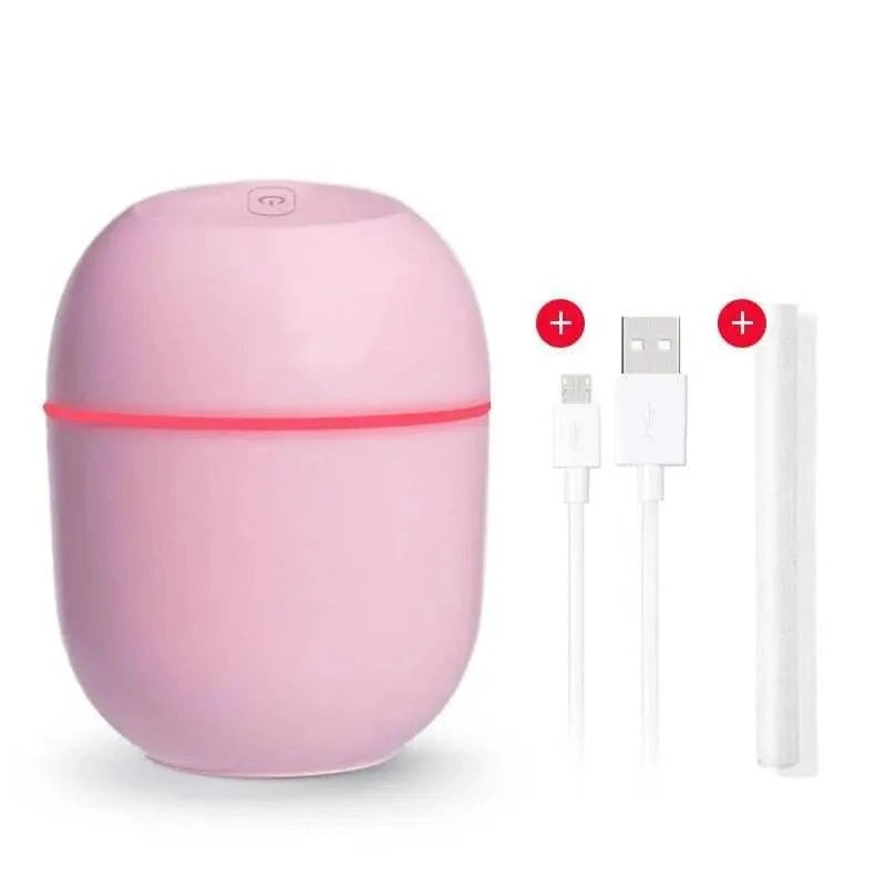 Ultrasonic Desk Humidifier with LED Light USB Powered Egg Pink Diffuser