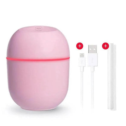 Ultrasonic Desk Humidifier with LED Light USB Powered Egg Pink Diffuser