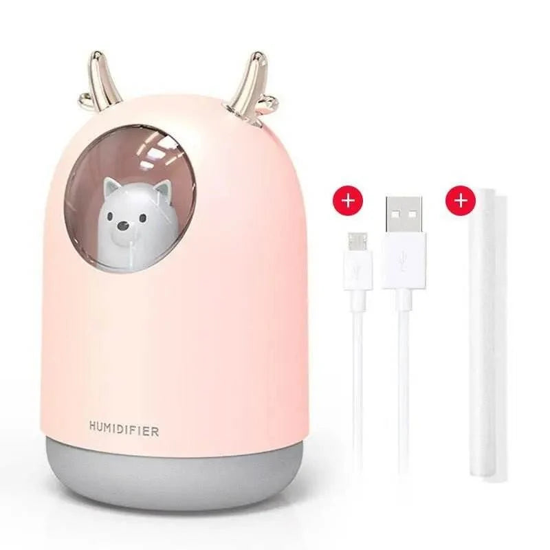 Ultrasonic Desk Humidifier with LED Light USB Powered M106 Polar Bear Pink Diffuser