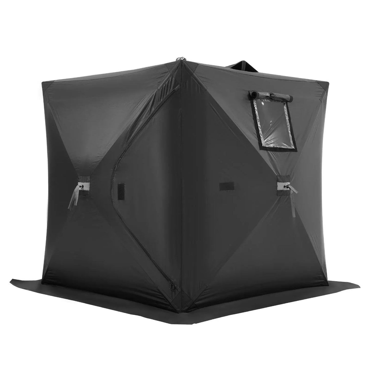 VEVOR Portable Ice Shelter, 1-2 Person Pop-Up Ice Fishing Tent, 24 Square Feet Fishable Area, Ice Shanty for Winter Fishing, Waterproof Oxford Ice Cube with Anchors/Ropes/Carrying Bag, 60"x60", Black