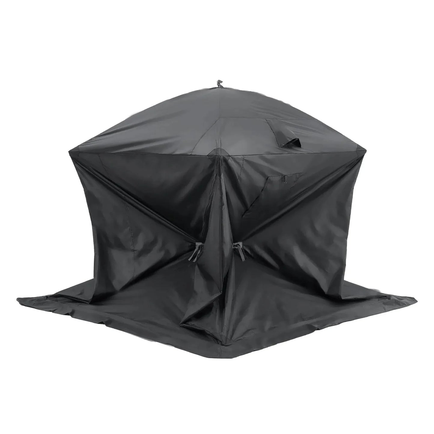 VEVOR Portable Ice Shelter, 3-4 Person Pop-Up Ice Fishing Tent, 43 Square Feet Fishable Area, Ice Shanty for Winter Fishing, Waterproof Oxford Ice Cube with Anchors/Ropes/Carrying Bag, 90"x90", Black