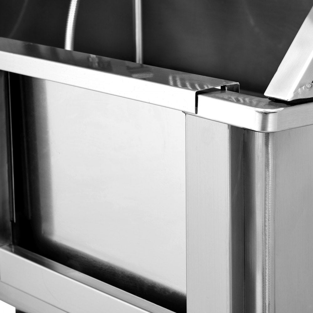 VEVOR 50" Pet Dog Bathing Station w/Stairs, Professional Stainless Steel Dog Grooming Tub w/ Soap Box, Faucet,Rich Accessory, Dog Bathtub for Large,Medium,Small Pets, Washing Sink for Home Right