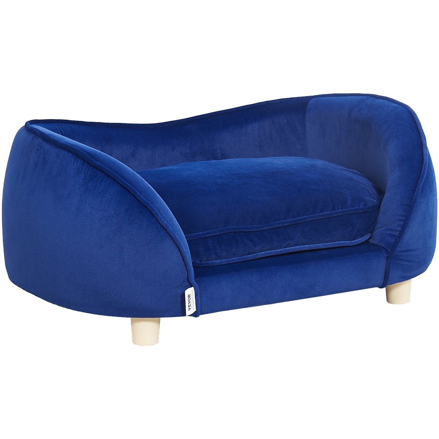VEVOR Pet Sofa, Dog Couch for Medium-Sized Dogs and Cats, Soft Velvety Dog Sofa Bed, 81 lbs Loading Cat Sofa, Dark Blue
