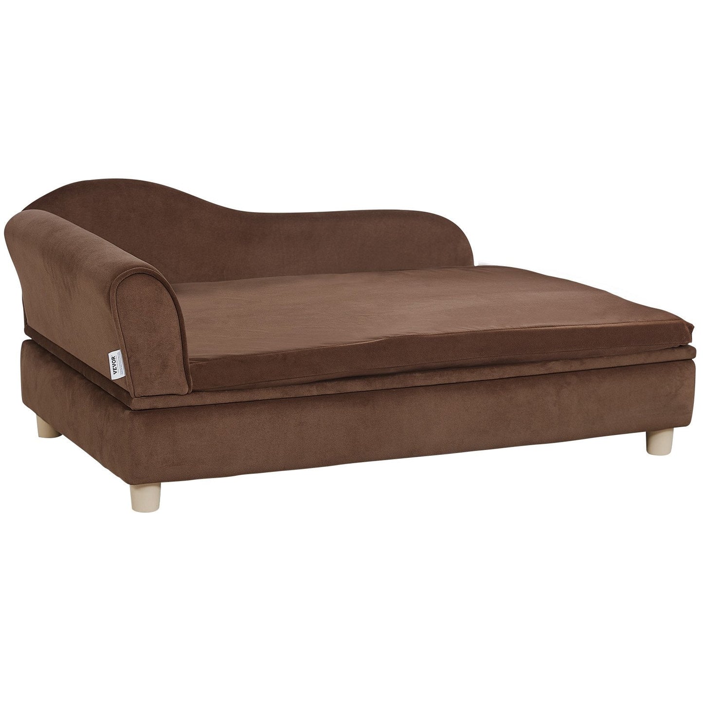 VEVOR Pet Sofa, Dog Couch for Large-Sized Dogs and Cats, Soft Velvety Dog Sofa Bed, 110 lbs Loading Cat Sofa, Dark Brown