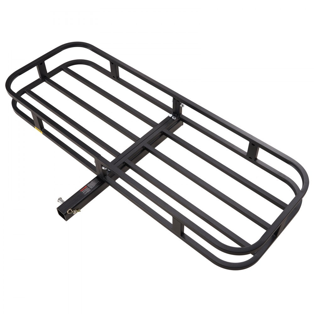 VEVOR 53 x 19 x 5 in Hitch Cargo Carrier, 500lb Capacity Trailer Hitch Mount Cargo Basket, Steel Luggage Carrier Rack Fits 2" Hitch Receiver for SUV Truck Pickup with Cargo Net, Stabilizer, Straps