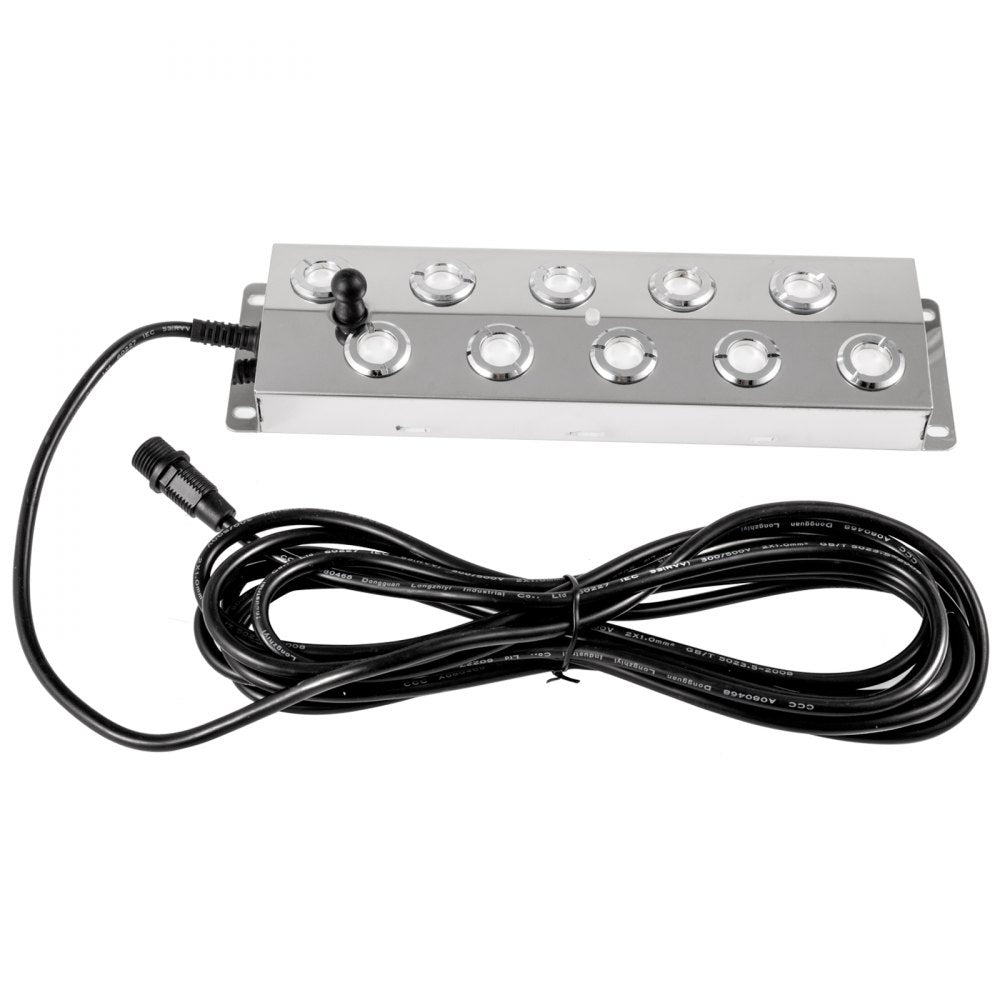 VEVOR Mist Maker 10 Head Ultrasonic Mist Fogger with Waterproof Power Supply Ultrasonic Fogger Humidifier Stainless Steel Pond Mister Fogger 5kg/h Ultrasonic Mist Humidifier for Gardening and Pond