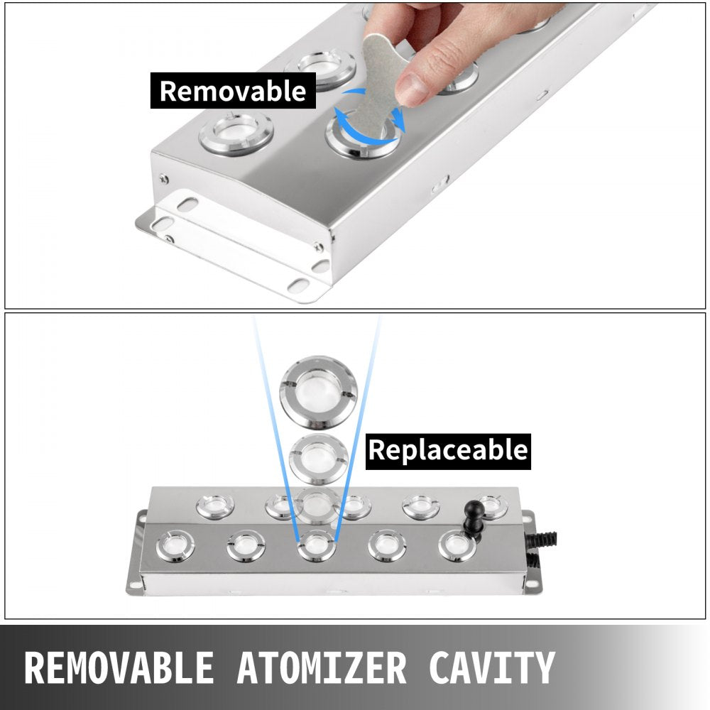 VEVOR Mist Maker 10 Head Ultrasonic Mist Fogger with Waterproof Power Supply Ultrasonic Fogger Humidifier Stainless Steel Pond Mister Fogger 5kg/h Ultrasonic Mist Humidifier for Gardening and Pond