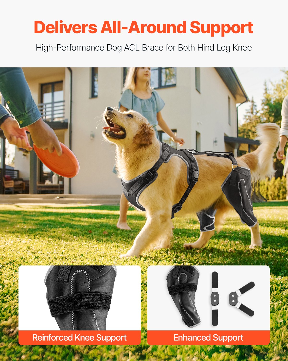 VEVOR Dog Knee Brace for Left & Right Leg Adjustable Dog Leg Brace Pain Relief