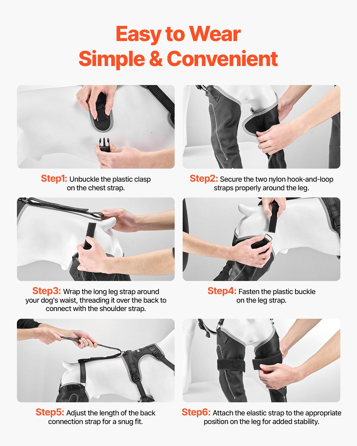 VEVOR Dog Knee Brace for Left & Right Leg Adjustable Dog Leg Brace Pain Relief