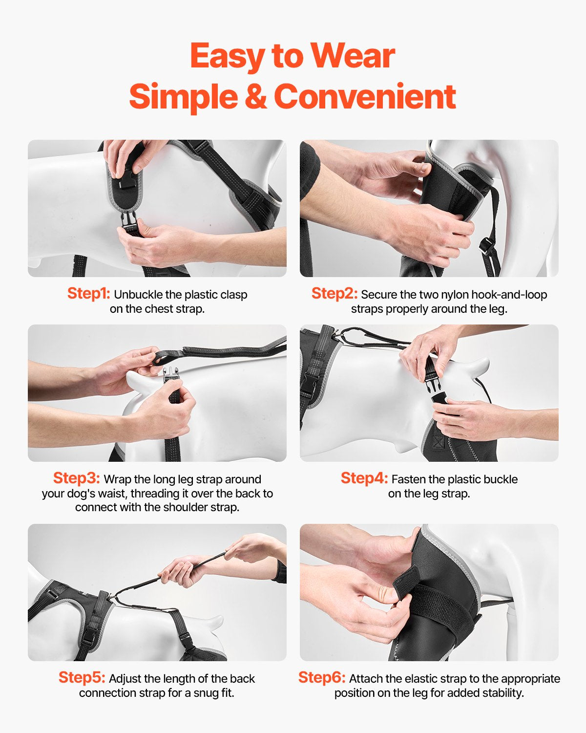 VEVOR Dog Knee Brace for Left Hind Leg Adjustable ACL Dog Leg Brace Pain Relief