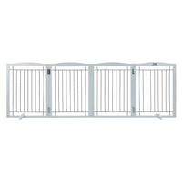 VEVOR Free Standing Dog Gate, 32" H x 96.5" W Freestanding Pet Gate, 4 Panels Foldable Dog Gate for Wide and Narrow Passageways, Expandable Dog Barrier with Silent Foot Support for Indoor, White