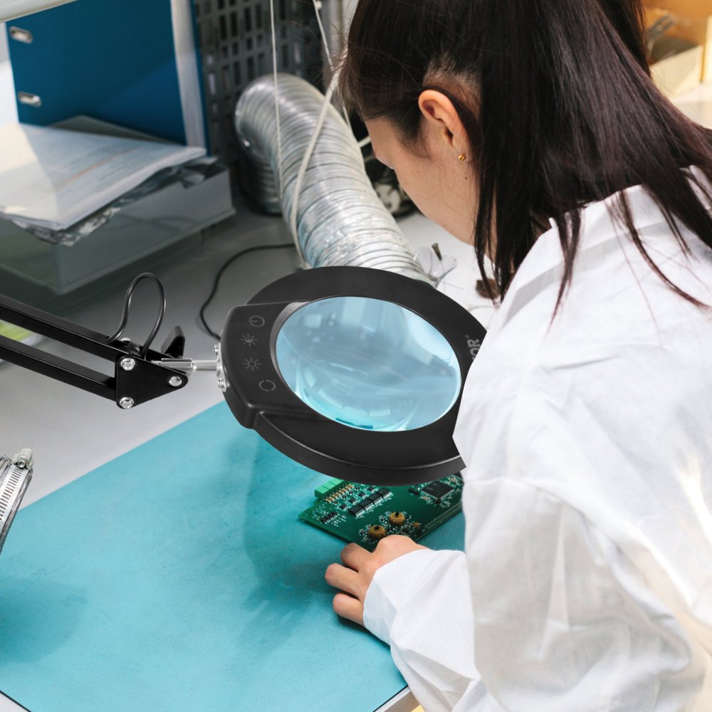 VEVOR Magnifying Glass with Light & Base 5X Magnifying Lamp 4.3