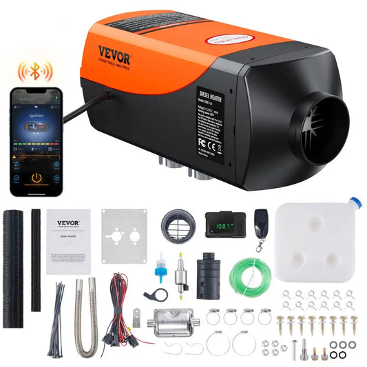 VEVOR Bluetooth App Control Diesel Air Heater, 12V 2KW Diesel Heater with Automatic Altitude Adjustment, Remote Control and LCD – Diesel Parking Heater for RV, Trailer, Camper, Van, Boat