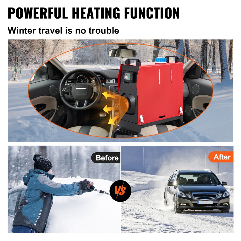VEVOR Diesel Heater 12V Diesel Air Heater Muffler 8KW Diesel Heater with LCD Thermostat Monitor & Remote Control for Car Trucks and Motor-Home
