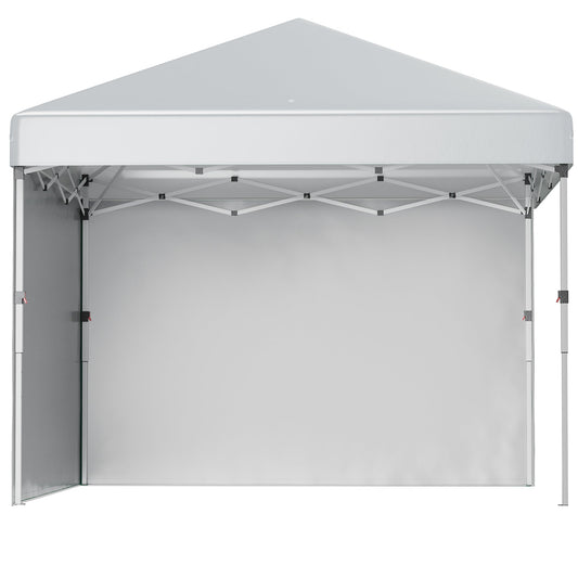 Outsunny 10' x 10' Pop Up Canopy with Sidewalls, Roller Bag, Height Adjustable Instant Tent for Outdoor Garden Patio, Light Grey