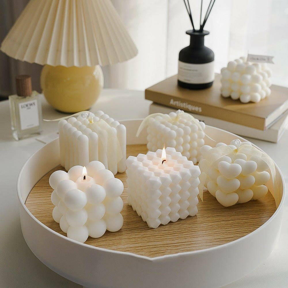 The SqUare Bubble Wax Candles that is considered a Candles